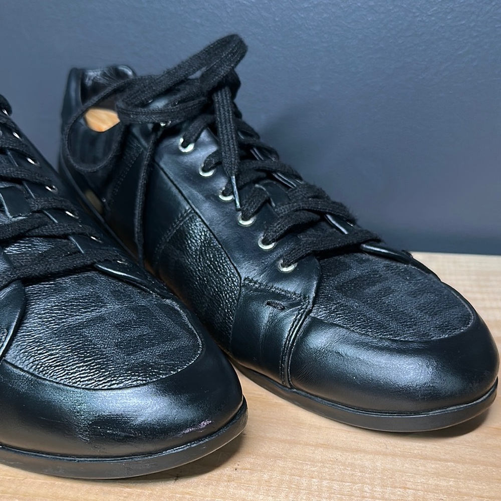 Fendi Wimbledon Trainers Black Leather Men's Shoes - Picture 3 of 10